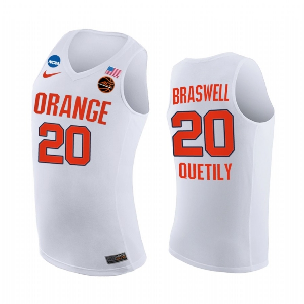 Syracuse Orange 2021 March Madness Sweet 16 Robert Braswell #20 Jersey March Madness White Replica