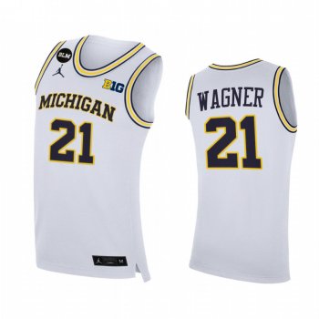 Michigan Wolverines 2021 Big Ten regular season champions Franz Wagner #21 Jersey March Madness White BLM