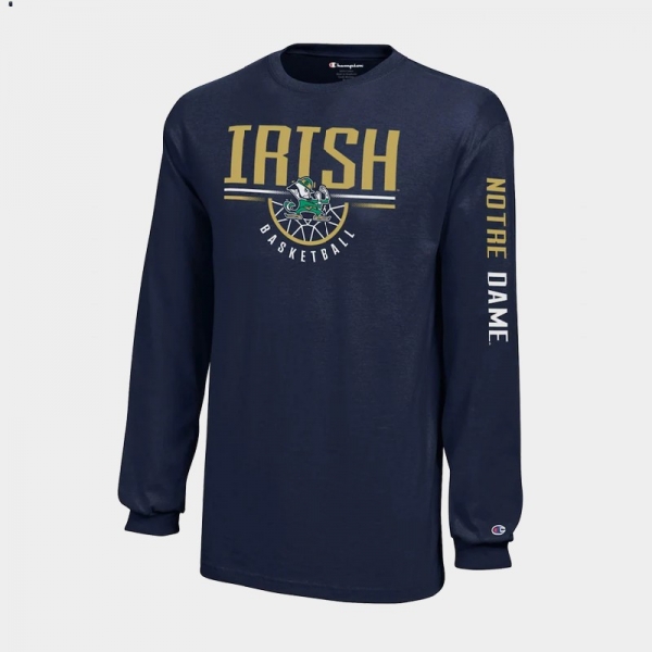 Notre Dame Fighting Irish Navy Champion Long Sleeve Men T-Shirt March Madness