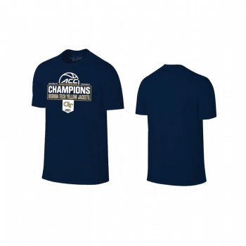 Georgia Tech Yellow Jackets Navy 2021 ACC Conference Tournament Champions Locker Room Men Tee March Madness