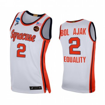 Syracuse Orange John Bol Ajak Jersey 2021 March Madness Sweet 16 White Equality