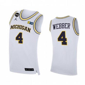 Michigan Wolverines 2021 Big Ten regular season champions Chris Webber #4 Jersey March Madness White BLM