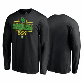 Oregon Ducks 2021 March Madness Black 2021 PAC-12 Men's Basketball Regular Season Champions Long Sleeve Tee