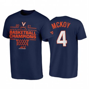 Virginia Cavaliers 2021 March Madness Justin McKoy Navy 2021 ACC Regular Season Champions Tee