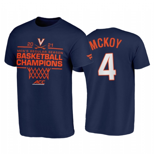 Virginia Cavaliers 2021 March Madness Justin McKoy Navy 2021 ACC Regular Season Champions Tee