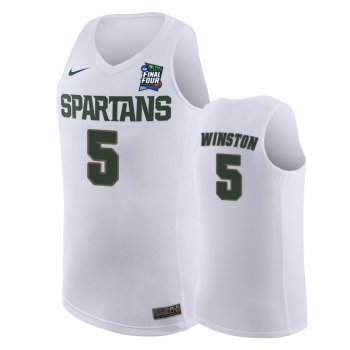 Michigan State Spartans Cassius Winston #5 White 2019 Final-Four Vault MAC Replica Jersey