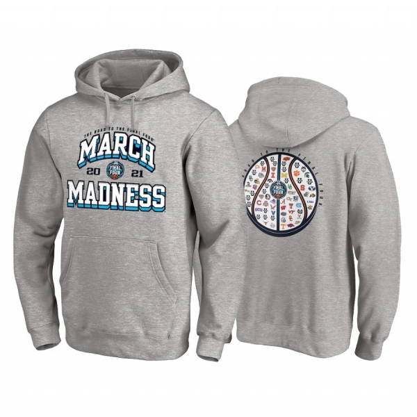 NCAA 2021 March Madness Hoodie Heather Gray 68-Team Bracket Pullover