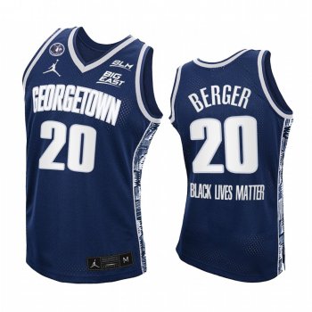 Georgetown Hoyas T.J. Berger Jersey 2021 Black Lives Matter Navy Honor John Thompson Jr.