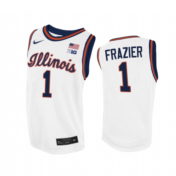 Trent Frazier Illinois Fighting Illini White Jersey 2021 Throwback College Basketball