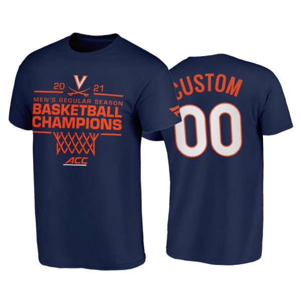 Virginia Cavaliers 2021 March Madness Custom Navy 2021 ACC Regular Season Champions Tee