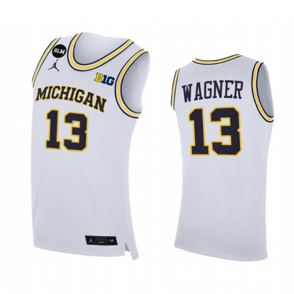 Michigan Wolverines 2021 Big Ten regular season champions Moritz Wagner #13 Jersey March Madness White BLM