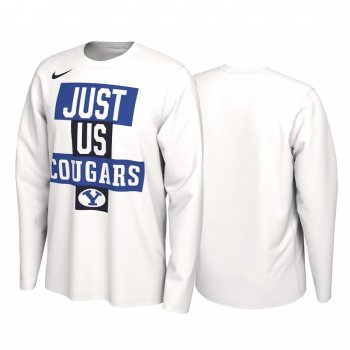 BYU Cougars 2021 March Madness White Just Us Bench Long Sleeve T-Shirt