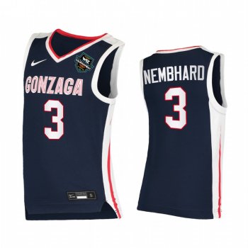 Gonzaga Bulldogs 2021 WCC Mens Basketball Conference Tournament Champions Andrew Nembhard #3 Jersey March Madness Navy Elite