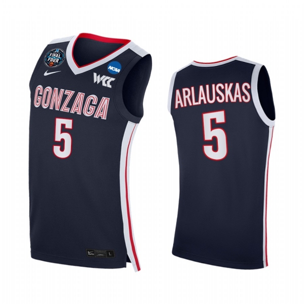 Martynas Arlauskas #5 Gonzaga Bulldogs 2021 March Madness Final Four Jersey Navy WCC