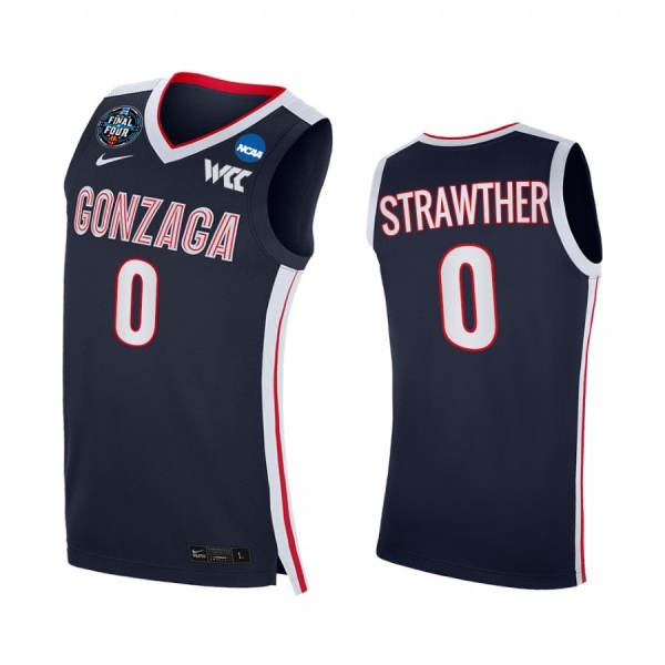 Julian Strawther #0 Gonzaga Bulldogs 2021 March Madness Final Four Jersey Navy WCC