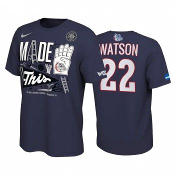 Gonzaga Bulldogs Anton Watson Navy 2021 March Madness Final Four Bound Locker Room Men T-Shirt