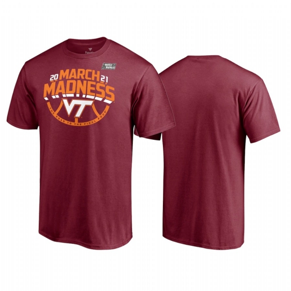 Virginia Tech Hokies Maroon 2021 NCAA March Madness Bound Ticket Men Tee March Madness