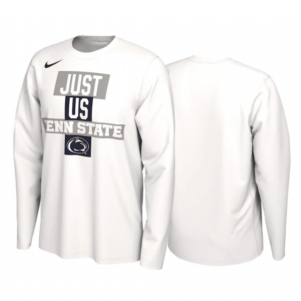 Penn State Nittany Lions 2021 March Madness White 2021 Postseason Basketball JUST US Bench Long Sleeve T-Shirt