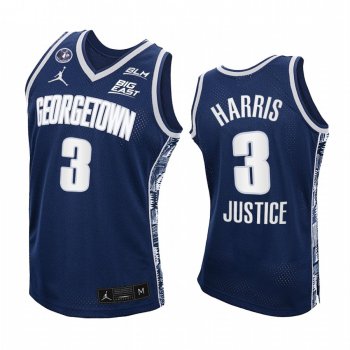 Georgetown Hoyas Jalen Harris Jersey 2021 Justice Navy Honor John Thompson Jr.