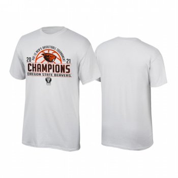 Oregon State Beavers White 2021 PAC-12 Conference Tournament Champions Top of the World Men Tee March Madness