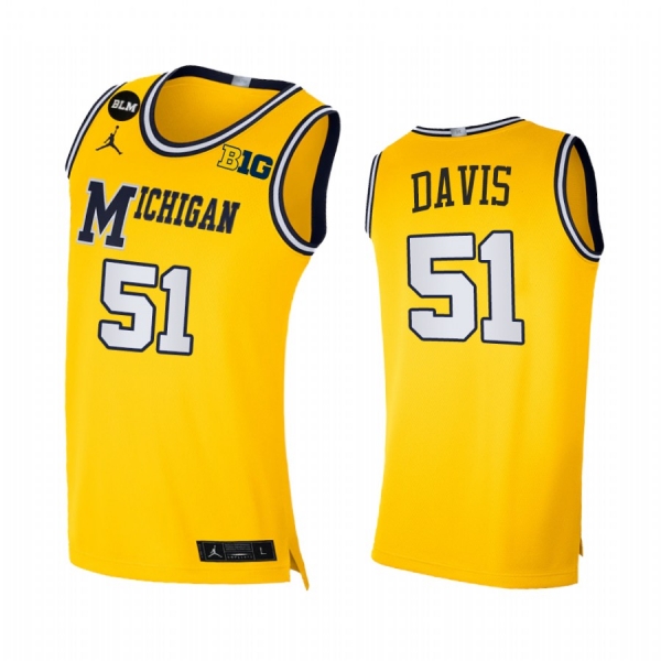 Austin Davis Michigan Wolverines Yellow Jersey 2021 BLM Social Justice Limited