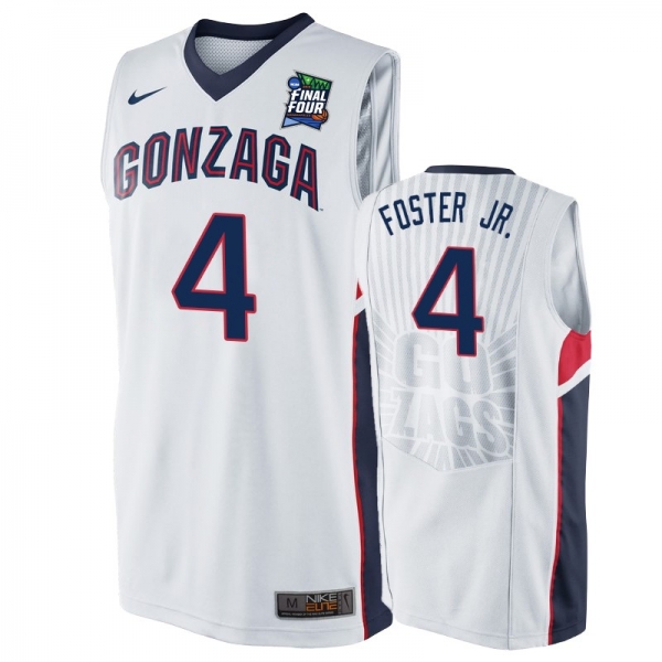 Gonzaga Bulldogs Greg Foster Jr. #4 White 2019 Final-Four Replica Basketball Jersey