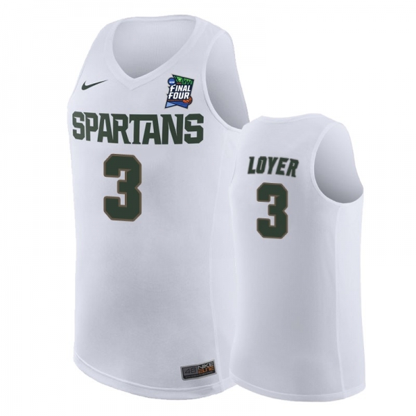 Michigan State Spartans Foster Loyer #3 White 2019 Final-Four Replica Jersey