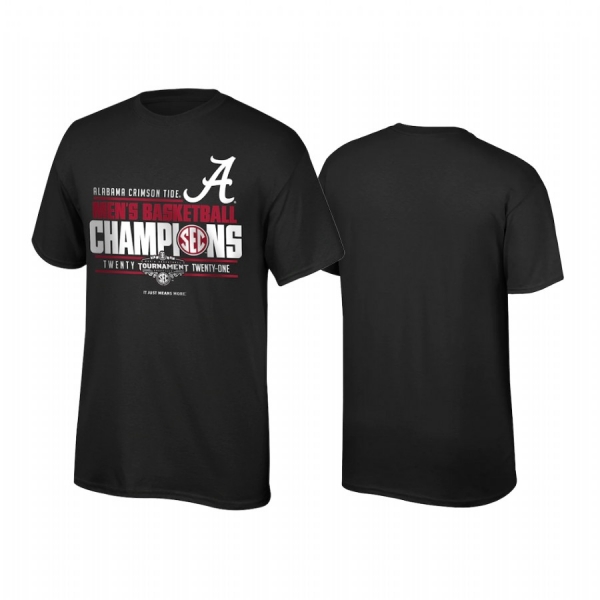 Alabama Crimson Tide Black Top of the World 2021 SEC Conference Tournament Champions Men Tee March Madness