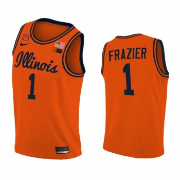 Illinois Fighting Illini 2021 Big10 Tournament Champions Trent Frazier #1 Jersey March Madness Orange Coach Lou Patch