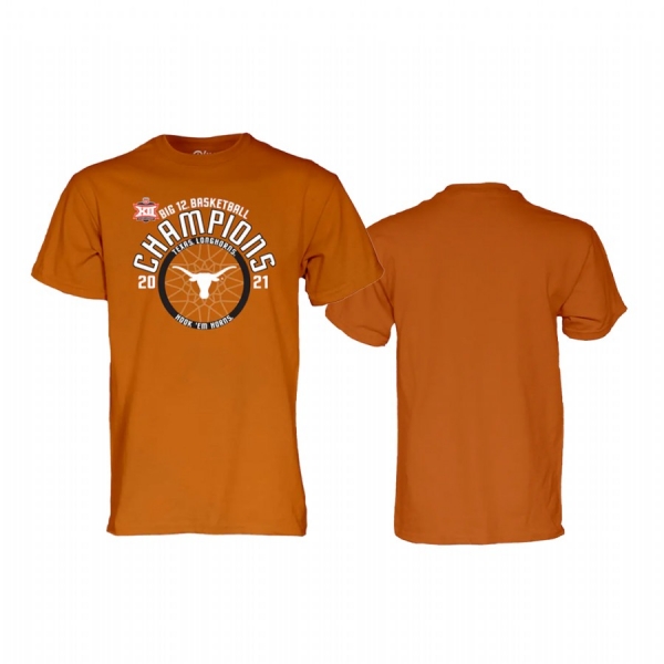 Texas Longhorns Orange 2021 Big 12 Conference Tournament Champions Blue 84 Men Tee March Madness