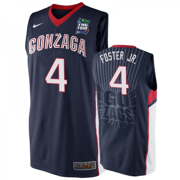 Gonzaga Bulldogs Greg Foster Jr. #4 Navy 2019 Final-Four Replica Basketball Jersey