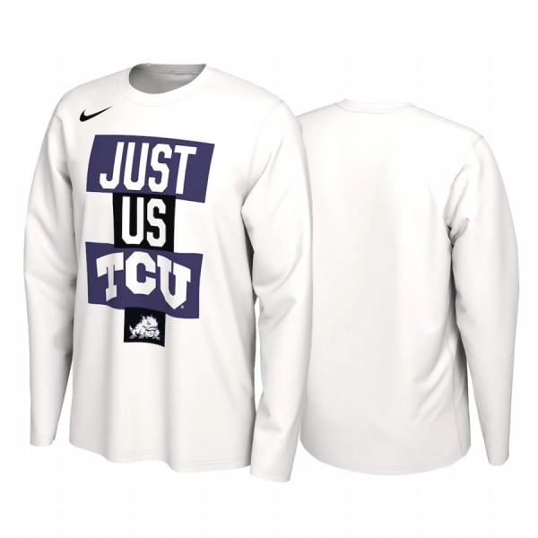 TCU Horned Frogs 2021 March Madness White Just Us Bench Long Sleeve T-Shirt