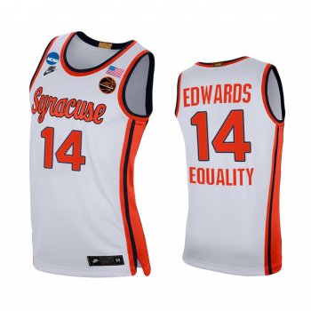 Syracuse Orange Jesse Edwards Jersey 2021 March Madness Sweet 16 White Equality