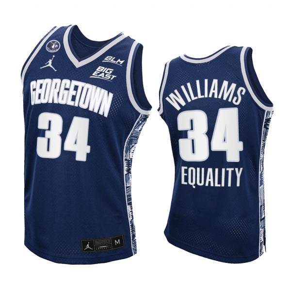 Georgetown Hoyas Reggie Williams Jersey 2021 Equality Navy Honor John Thompson Jr.