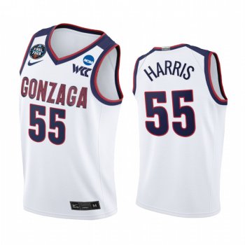 Dominick Harris #55 Gonzaga Bulldogs 2021 March Madness Final Four Jersey White WCC