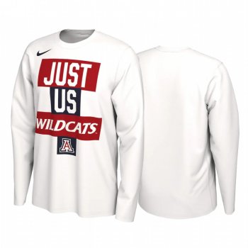 Arizona Wildcats 2021 March Madness White Just Us Bench Long Sleeve T-Shirt