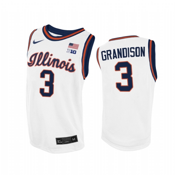 Jacob Grandison Illinois Fighting Illini White Jersey 2021 Throwback College Basketball