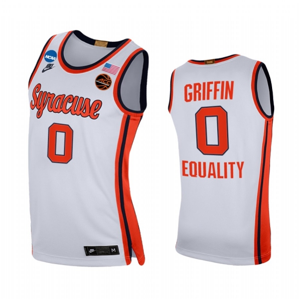 Syracuse Orange Alan Griffin Jersey 2021 March Madness Sweet 16 White Equality