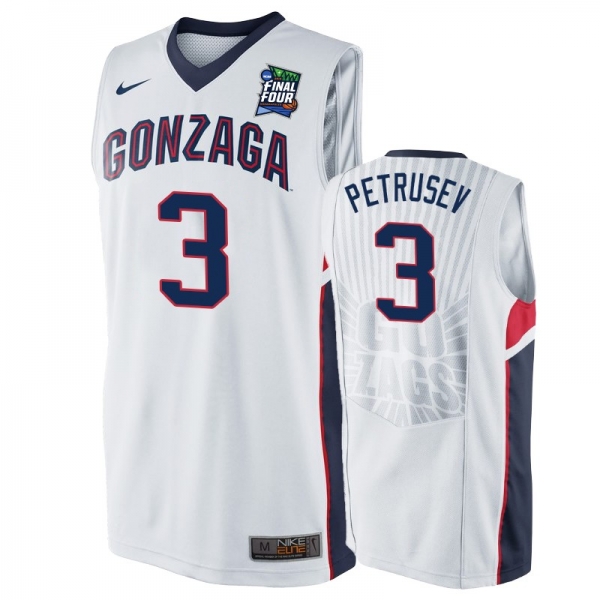 Gonzaga Bulldogs Filip Petrusev #3 White 2019 Final-Four Replica Basketball Jersey