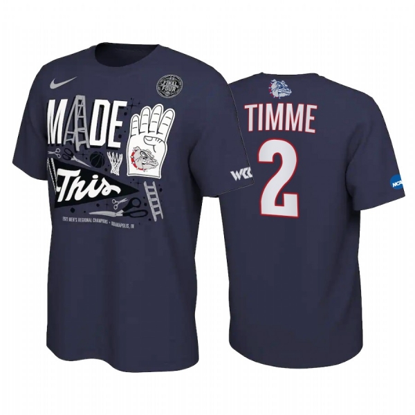 Gonzaga Bulldogs Drew Timme Navy 2021 March Madness Final Four Bound Locker Room Men T-Shirt