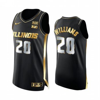 Illinois Fighting Illini 2021 Big Ten Tournament Champions Da'Monte Williams #20 Jersey March Madness Black Golden Authentic