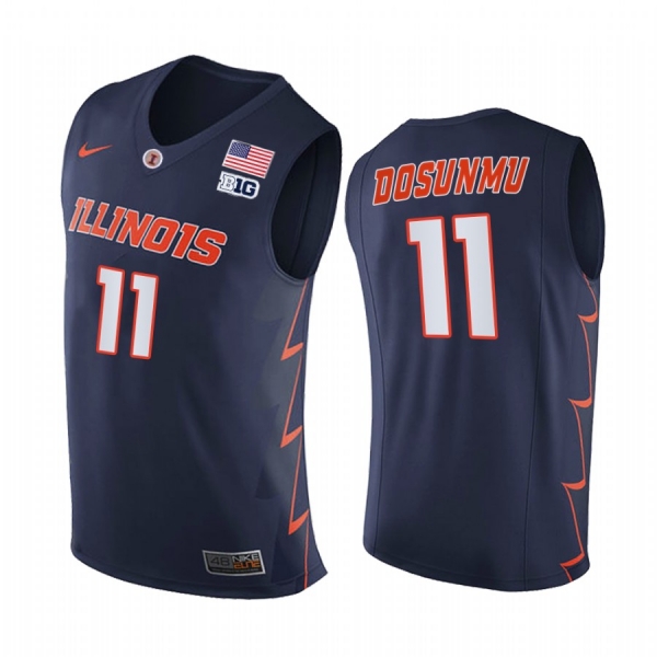 Illinois Fighting Illini 2021 Big10 Regular Season Champions Ayo Dosunmu #11 Jersey March Madness Navy Replica