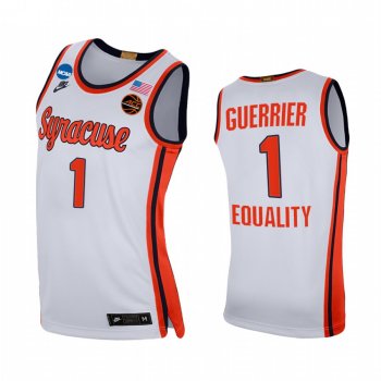 Syracuse Orange Quincy Guerrier Jersey 2021 March Madness Sweet 16 White Equality