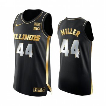 Illinois Fighting Illini 2021 Big Ten Tournament Champions Adam Miller #44 Jersey March Madness Black Golden Authentic