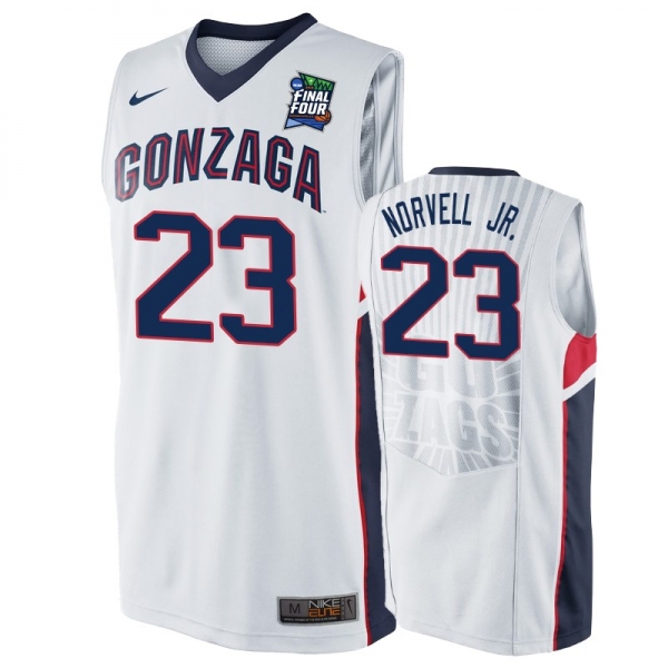 Gonzaga Bulldogs Zach Norvell Jr. #23 White 2019 Final-Four Replica Basketball Jersey