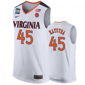 Virginia Cavaliers Austin Katstra #45 White 2019 Final-Four Replica Basketball Jersey