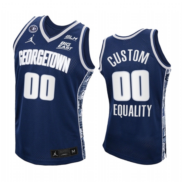 Georgetown Hoyas Custom Jersey 2021 BLM Social Justice Navy Honor John Thompson Jr.