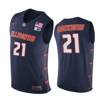 Illinois Fighting Illini 2021 Big10 Regular Season Champions Kofi Cockburn #21 Jersey March Madness Navy Replica