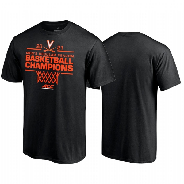 Virginia Cavaliers 2021 March Madness Black 2021 ACC Men's Basketball Regular Season Champions Tee