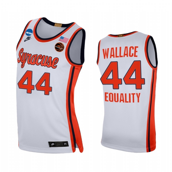 Syracuse Orange John Wallace Jersey 2021 March Madness Sweet 16 White Equality